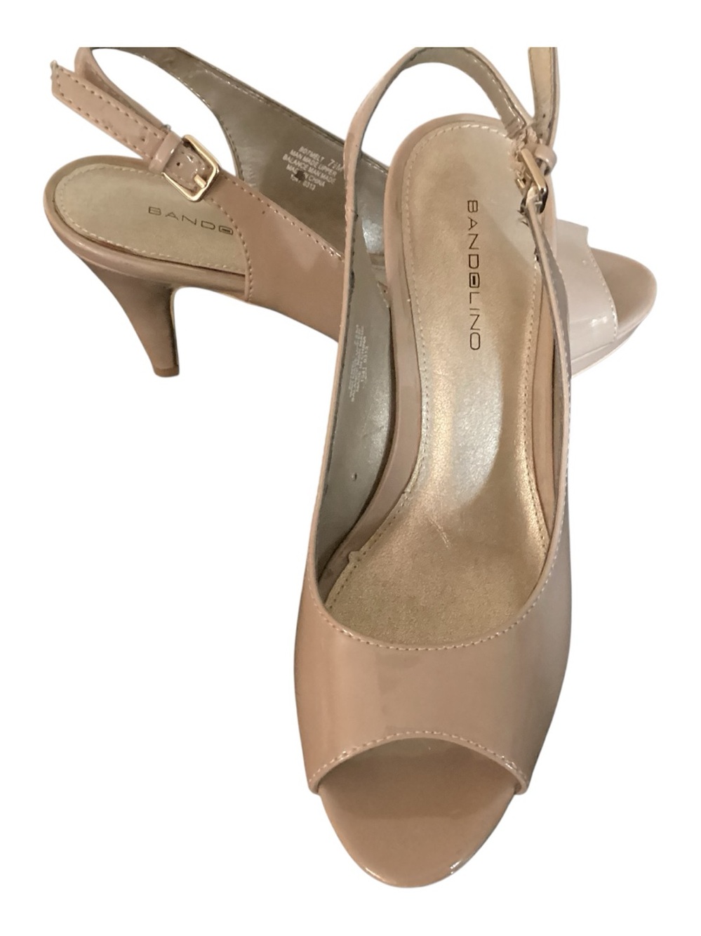 Bandolino Nude Patent Slingback Peep-Toe Heels Size 7.5